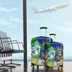 New Zealand Warriors Luggage Cover Golden Wattle Floral Polynesian - Australian Flower - Rugby Mascot