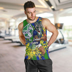 New Zealand Warriors Men Tank Top Golden Wattle Floral Polynesian - Australian Flower - Rugby Mascot