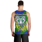 New Zealand Warriors Men Tank Top Golden Wattle Floral Polynesian - Australian Flower - Rugby Mascot