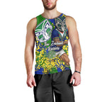 New Zealand Warriors Men Tank Top Golden Wattle Floral Polynesian - Australian Flower - Rugby Mascot