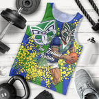 New Zealand Warriors Men Tank Top Golden Wattle Floral Polynesian - Australian Flower - Rugby Mascot