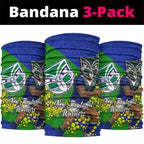New Zealand Warriors Neck Gaiter Golden Wattle Floral Polynesian - Australian Flower - Rugby Mascot