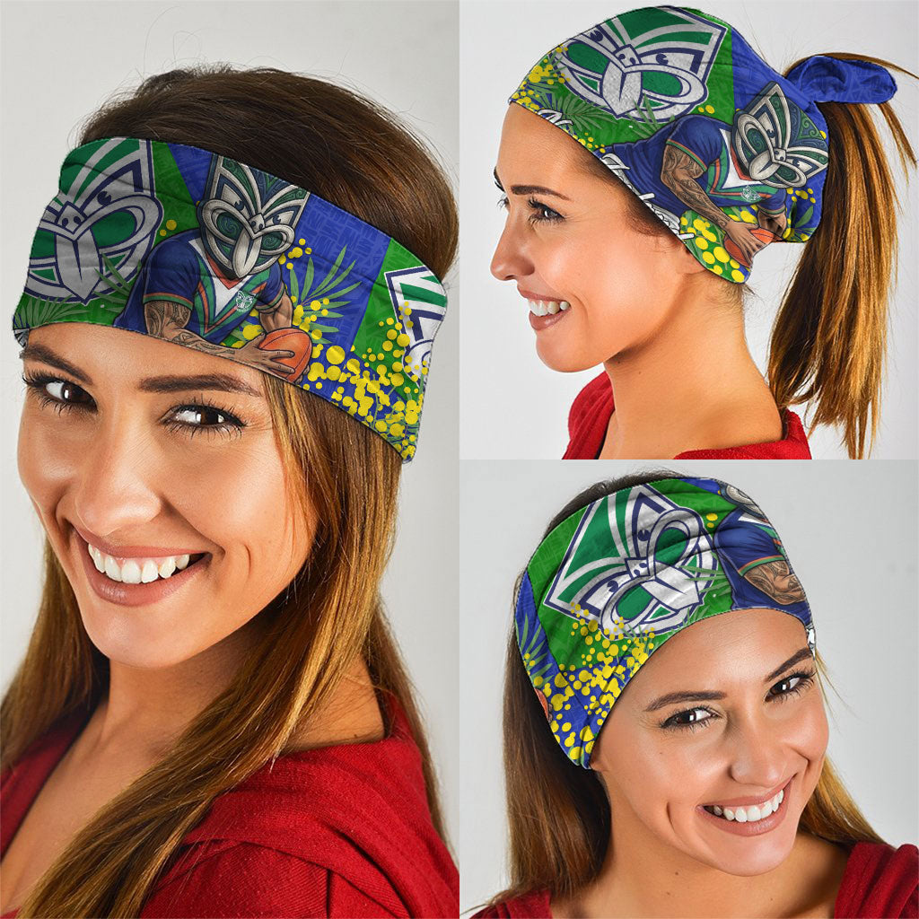New Zealand Warriors Neck Gaiter Golden Wattle Floral Polynesian - Australian Flower - Rugby Mascot