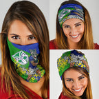 New Zealand Warriors Neck Gaiter Golden Wattle Floral Polynesian - Australian Flower - Rugby Mascot