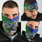 New Zealand Warriors Neck Gaiter Golden Wattle Floral Polynesian - Australian Flower - Rugby Mascot