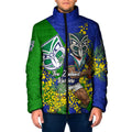 New Zealand Warriors Padded Jacket Golden Wattle Floral Polynesian - Australian Flower - Rugby Mascot