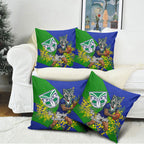 New Zealand Warriors Pillow Cover Golden Wattle Floral Polynesian - Australian Flower - Rugby Mascot