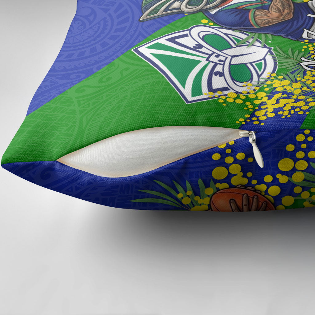 New Zealand Warriors Pillow Cover Golden Wattle Floral Polynesian - Australian Flower - Rugby Mascot