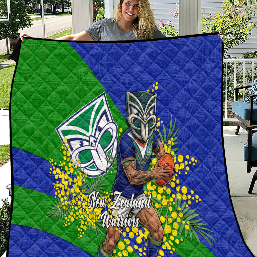 New Zealand Warriors Quilt Golden Wattle Floral Polynesian - Australian Flower - Rugby Mascot