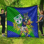 New Zealand Warriors Quilt Golden Wattle Floral Polynesian - Australian Flower - Rugby Mascot