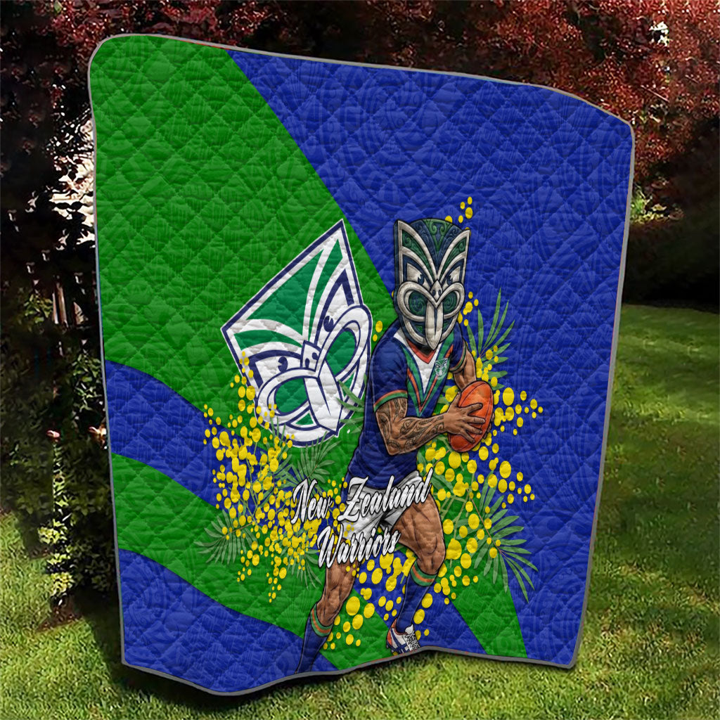 New Zealand Warriors Quilt Golden Wattle Floral Polynesian - Australian Flower - Rugby Mascot