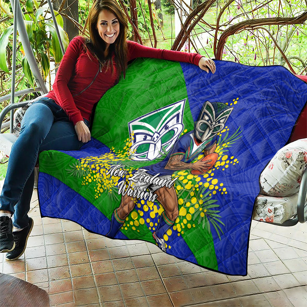 New Zealand Warriors Quilt Golden Wattle Floral Polynesian - Australian Flower - Rugby Mascot