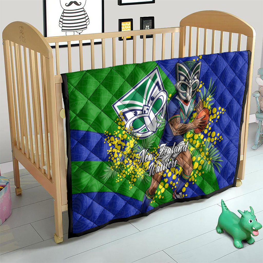 New Zealand Warriors Quilt Golden Wattle Floral Polynesian - Australian Flower - Rugby Mascot