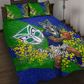 New Zealand Warriors Quilt Bed Set Golden Wattle Floral Polynesian - Australian Flower - Rugby Mascot