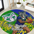 New Zealand Warriors Round Carpet Golden Wattle Floral Polynesian - Australian Flower - Rugby Mascot