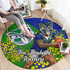 New Zealand Warriors Round Carpet Golden Wattle Floral Polynesian - Australian Flower - Rugby Mascot