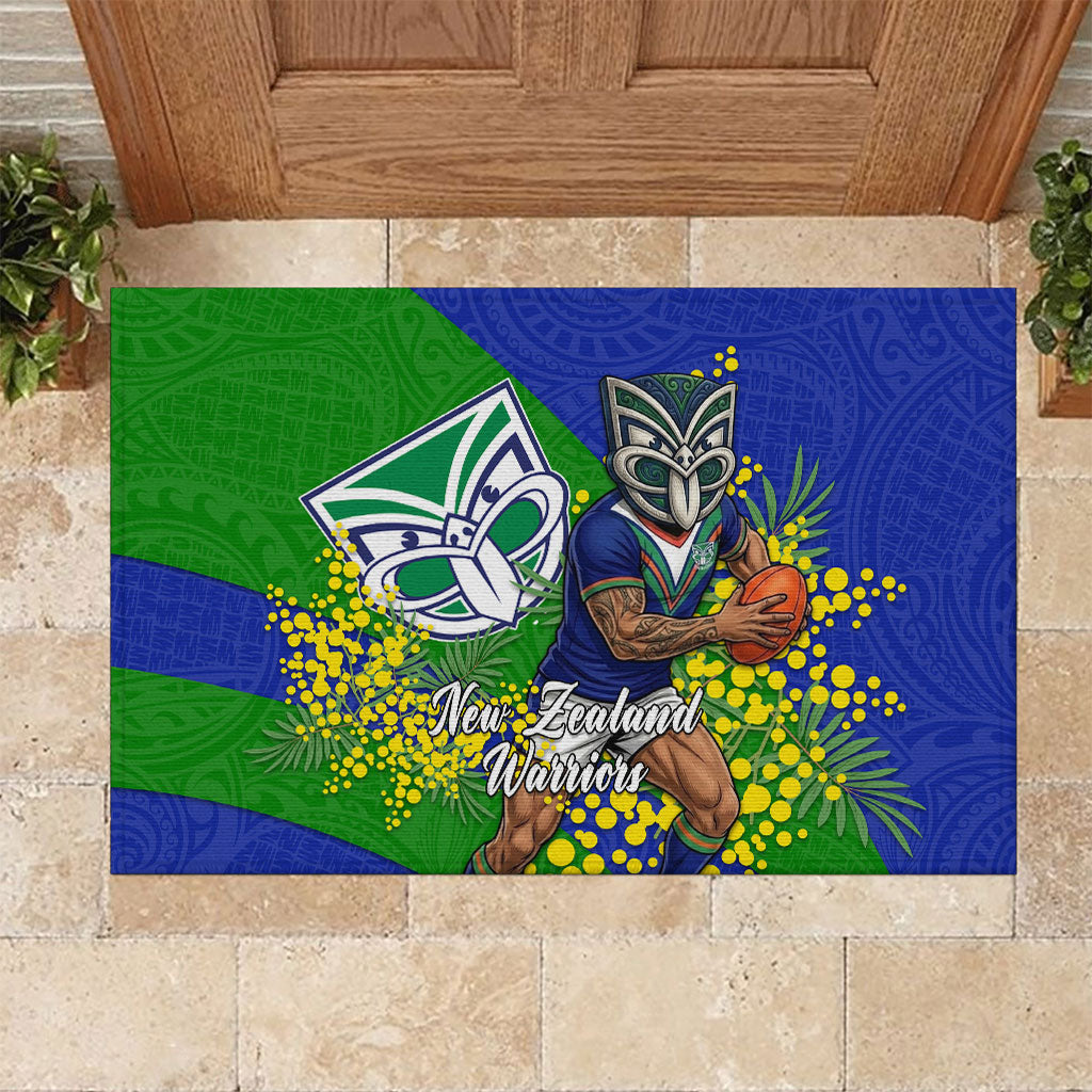 New Zealand Warriors Rubber Doormat Golden Wattle Floral Polynesian - Australian Flower - Rugby Mascot