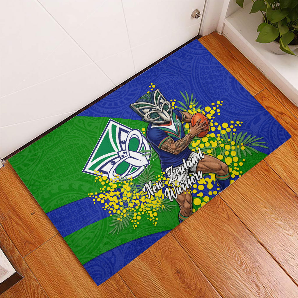 New Zealand Warriors Rubber Doormat Golden Wattle Floral Polynesian - Australian Flower - Rugby Mascot