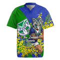 New Zealand Warriors Rugby Jersey Golden Wattle Floral Polynesian - Australian Flower - Rugby Mascot
