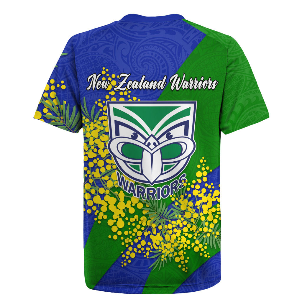 New Zealand Warriors Rugby Jersey Golden Wattle Floral Polynesian - Australian Flower - Rugby Mascot