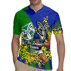 New Zealand Warriors Rugby Jersey Golden Wattle Floral Polynesian - Australian Flower - Rugby Mascot