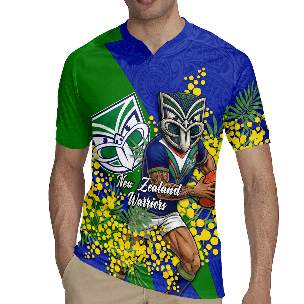 New Zealand Warriors Rugby Jersey Golden Wattle Floral Polynesian - Australian Flower - Rugby Mascot