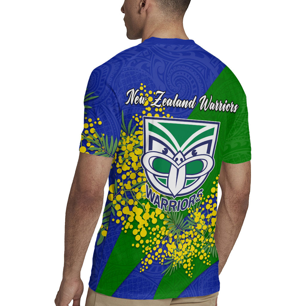 New Zealand Warriors Rugby Jersey Golden Wattle Floral Polynesian - Australian Flower - Rugby Mascot