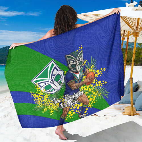 New Zealand Warriors Sarong Golden Wattle Floral Polynesian - Australian Flower - Rugby Mascot