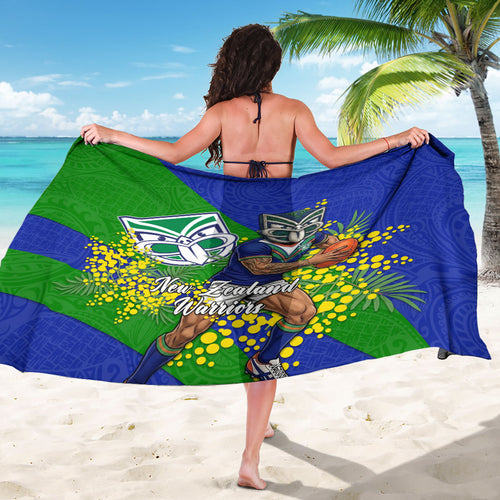 New Zealand Warriors Sarong Golden Wattle Floral Polynesian - Australian Flower - Rugby Mascot
