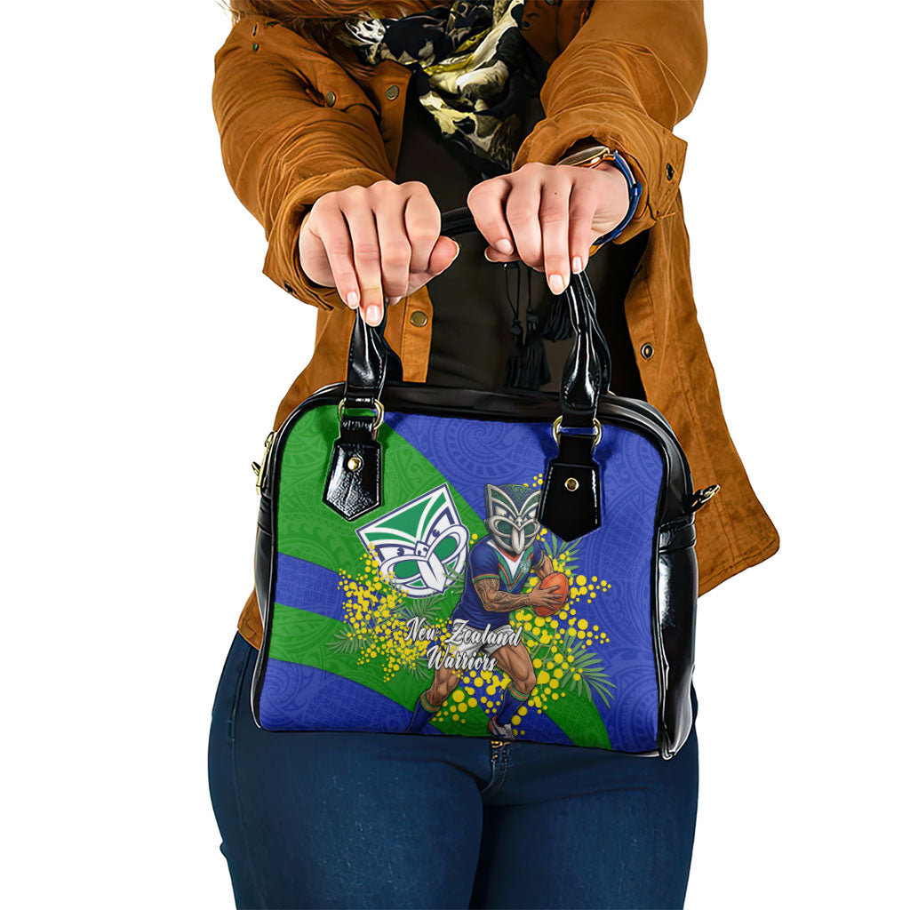 New Zealand Warriors Shoulder Handbag Golden Wattle Floral Polynesian - Australian Flower - Rugby Mascot