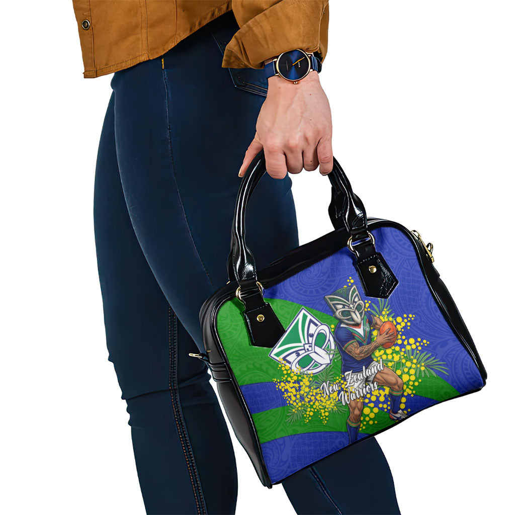New Zealand Warriors Shoulder Handbag Golden Wattle Floral Polynesian - Australian Flower - Rugby Mascot
