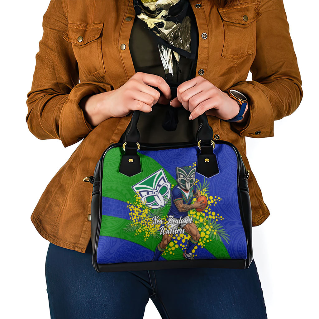 New Zealand Warriors Shoulder Handbag Golden Wattle Floral Polynesian - Australian Flower - Rugby Mascot
