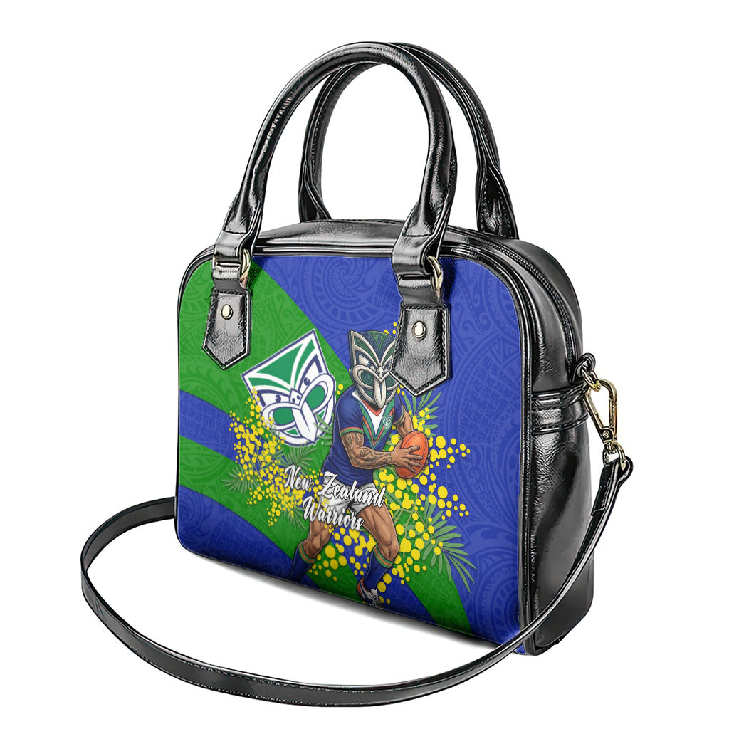 New Zealand Warriors Shoulder Handbag Golden Wattle Floral Polynesian - Australian Flower - Rugby Mascot