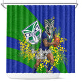 New Zealand Warriors Shower Curtain Golden Wattle Floral Polynesian - Australian Flower - Rugby Mascot
