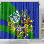 New Zealand Warriors Shower Curtain Golden Wattle Floral Polynesian - Australian Flower - Rugby Mascot