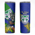 New Zealand Warriors Skinny Tumbler Golden Wattle Floral Polynesian - Australian Flower - Rugby Mascot