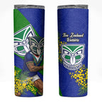 New Zealand Warriors Skinny Tumbler Golden Wattle Floral Polynesian - Australian Flower - Rugby Mascot