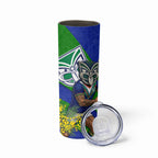 New Zealand Warriors Skinny Tumbler Golden Wattle Floral Polynesian - Australian Flower - Rugby Mascot