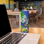 New Zealand Warriors Skinny Tumbler Golden Wattle Floral Polynesian - Australian Flower - Rugby Mascot
