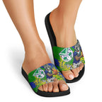 New Zealand Warriors Slide Sandals Golden Wattle Floral Polynesian - Australian Flower - Rugby Mascot