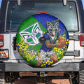 New Zealand Warriors Spare Tire Cover Golden Wattle Floral Polynesian - Australian Flower - Rugby Mascot