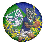 New Zealand Warriors Spare Tire Cover Golden Wattle Floral Polynesian - Australian Flower - Rugby Mascot