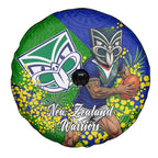 New Zealand Warriors Spare Tire Cover Golden Wattle Floral Polynesian - Australian Flower - Rugby Mascot