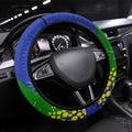 New Zealand Warriors Steering Wheel Cover Golden Wattle Floral Polynesian - Australian Flower - Rugby Mascot