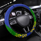 New Zealand Warriors Steering Wheel Cover Golden Wattle Floral Polynesian - Australian Flower - Rugby Mascot