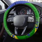 New Zealand Warriors Steering Wheel Cover Golden Wattle Floral Polynesian - Australian Flower - Rugby Mascot