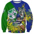 New Zealand Warriors Sweatshirt Golden Wattle Floral Polynesian - Australian Flower - Rugby Mascot