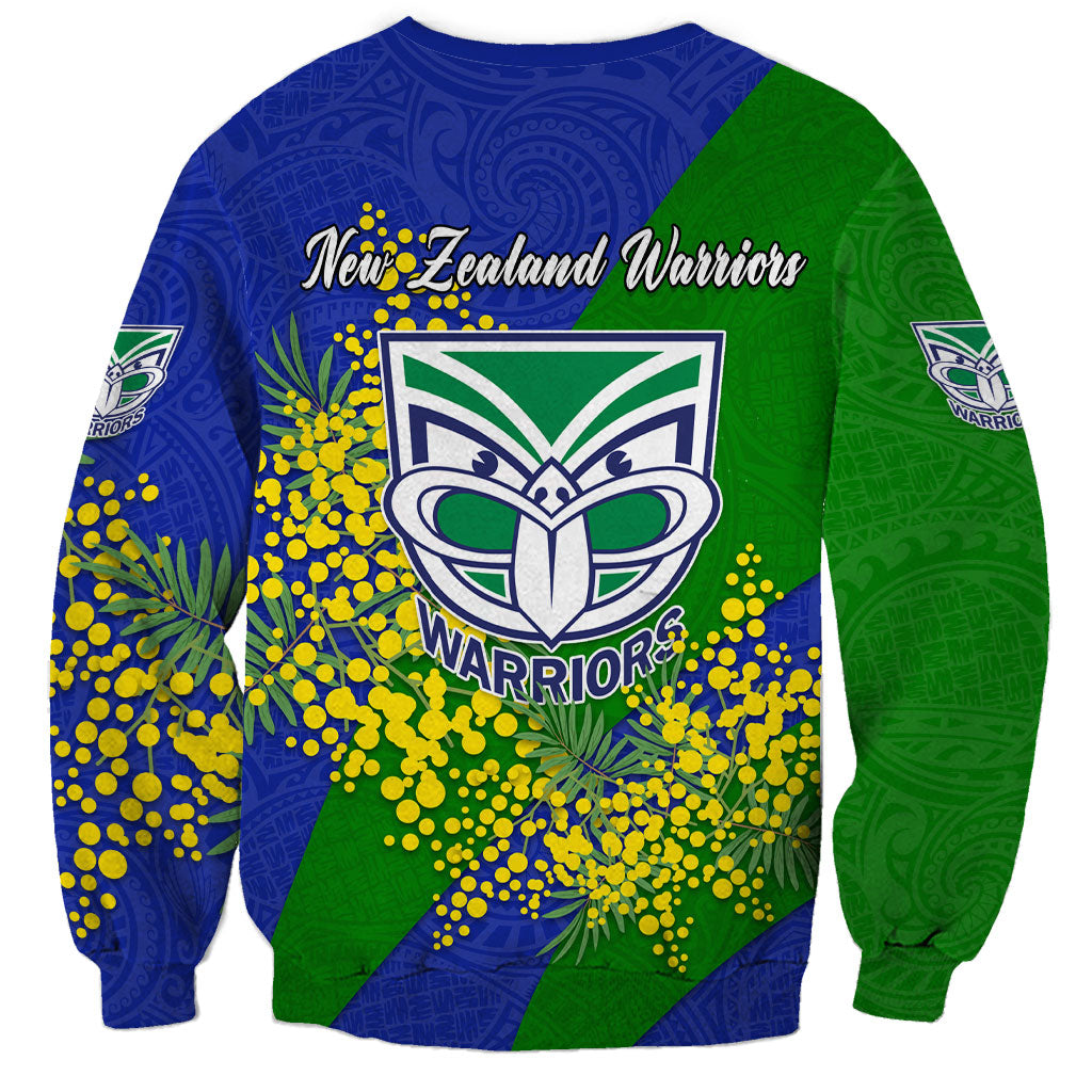 New Zealand Warriors Sweatshirt Golden Wattle Floral Polynesian - Australian Flower - Rugby Mascot
