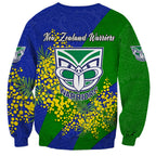 New Zealand Warriors Sweatshirt Golden Wattle Floral Polynesian - Australian Flower - Rugby Mascot