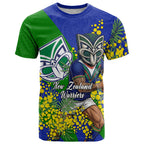 New Zealand Warriors T Shirt Golden Wattle Floral Polynesian - Australian Flower - Rugby Mascot